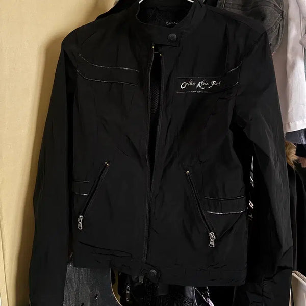 [BUNJANG] Calvin Klein Black Windbreaker Jacket / 캘빈클라인 바이크자켓 바람막이 블랙