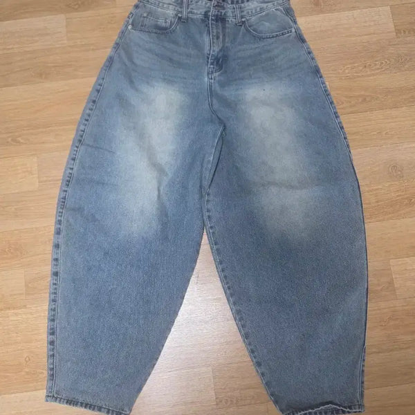 [BUNJANG] Denim Wide Balloon Fit Jeans / 데님 와이드 벌룬핏 청바지