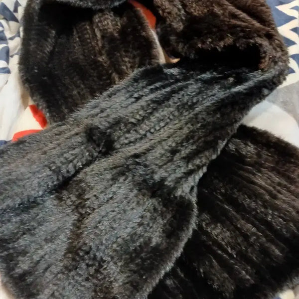 [BUNJANG] Black Mink Fur Scarf / 밍크 머플러 검정색