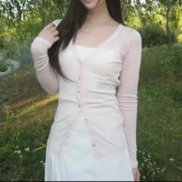 [BUNJANG] Clishier Frappe Cardigan Pink / 클리시어 프라페 가디건 핑크