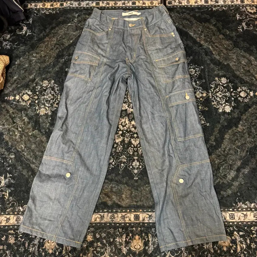 [BUNJANG] Chuck Double Knee Wide Denim Pants / 척 더블니 와이드 데님 팬츠
