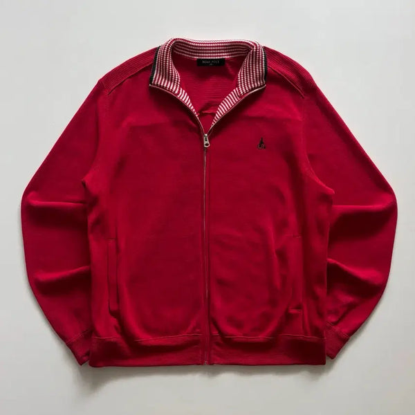 [BUNJANG] Bean Pole Red Knit Zipper Sweater / Bean Pole 빈폴 레드 니트 스웨터 집업