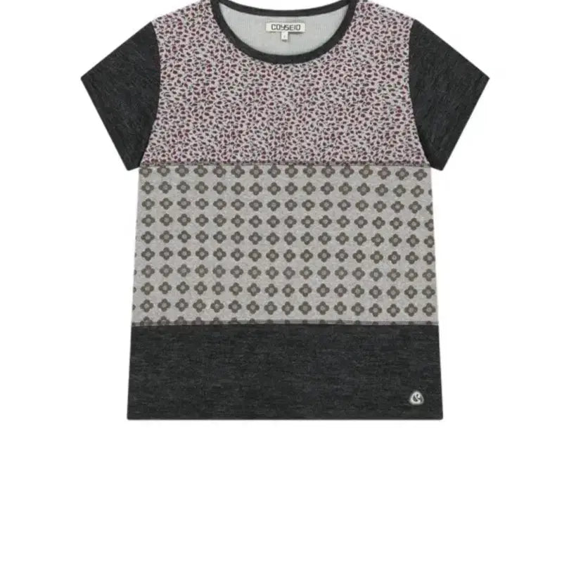 [BUNJANG] KOSEIO Flower Patchwork T-Shirt Grey / 코이세이오 플라워 패치워크 티셔츠 그레이