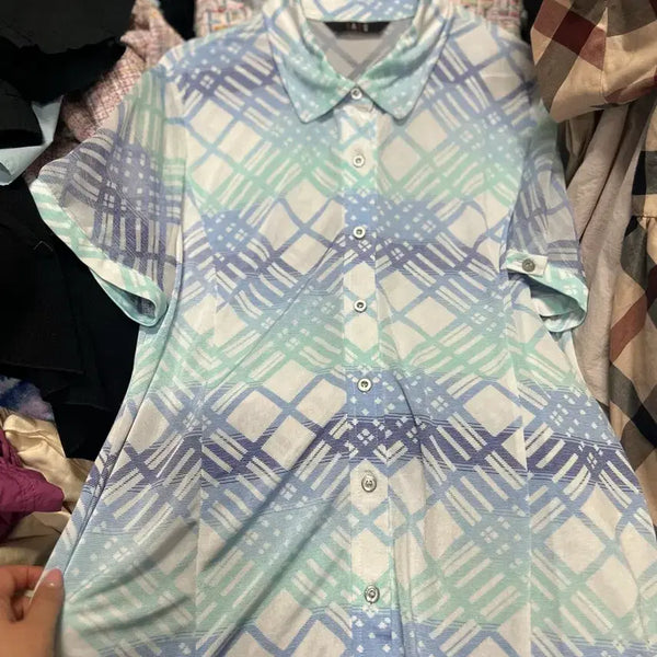 [BUNJANG] Daks Check Pattern Short Sleeve Shirt / 닥스 체크 패턴 반팔 셔츠 95.100