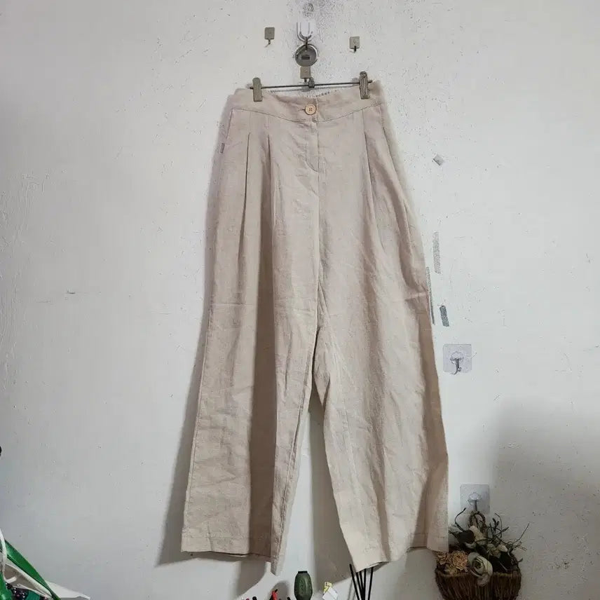 [BUNJANG] Linen Wide Pants Beige / 린넨 와이드 팬츠 베이지