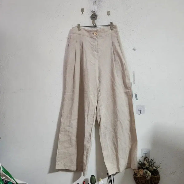 [BUNJANG] Linen Wide Pants Beige / 린넨 와이드 팬츠 베이지