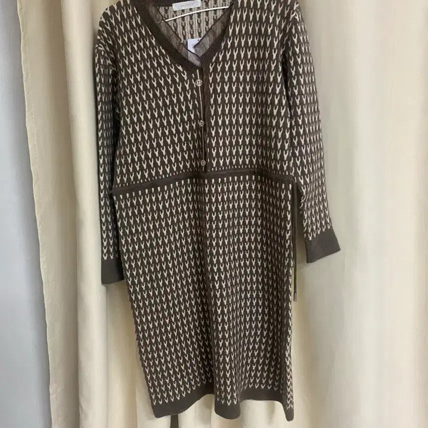 [BUNJANG] Check Pattern Knit Cardigan - Brown / 체크 패턴 니트 가디건 브라운