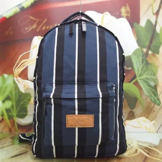[BUNJANG] AMI Alexandre Mattiussi Striped Nylon & Leather Backpack / 구제토토 AMI 아미 스트라이프 백팩 배낭 정품 중고가방 명품 60209