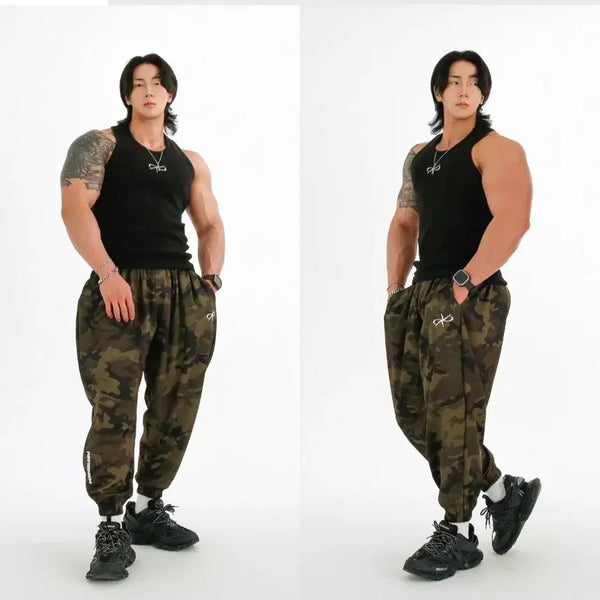 [BUNJANG] Repy's Mum Solid Mesh Wide Balloon Jogger Pants Camo / 렙시멈 솔리드 메쉬 와이드 벌룬 조거팬츠 카모