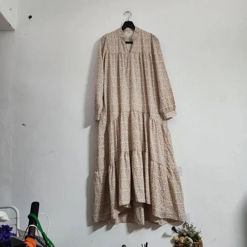 [BUNJANG] Floral Pattern Long Dress / 플라워 패턴 롱 원피스