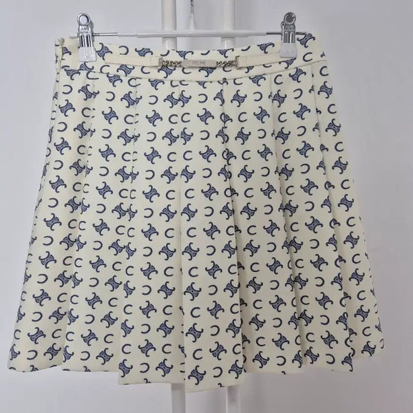 [BUNJANG] Triohe Pattern Pleated Mini Skirt Ivory / 고퀄 수입의류  트리오페 패턴 스커트 아이보리