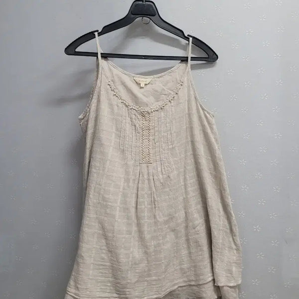 [BUNJANG] Lace Detail Checkered Strap Blouse / 66)끈나시 블라우스