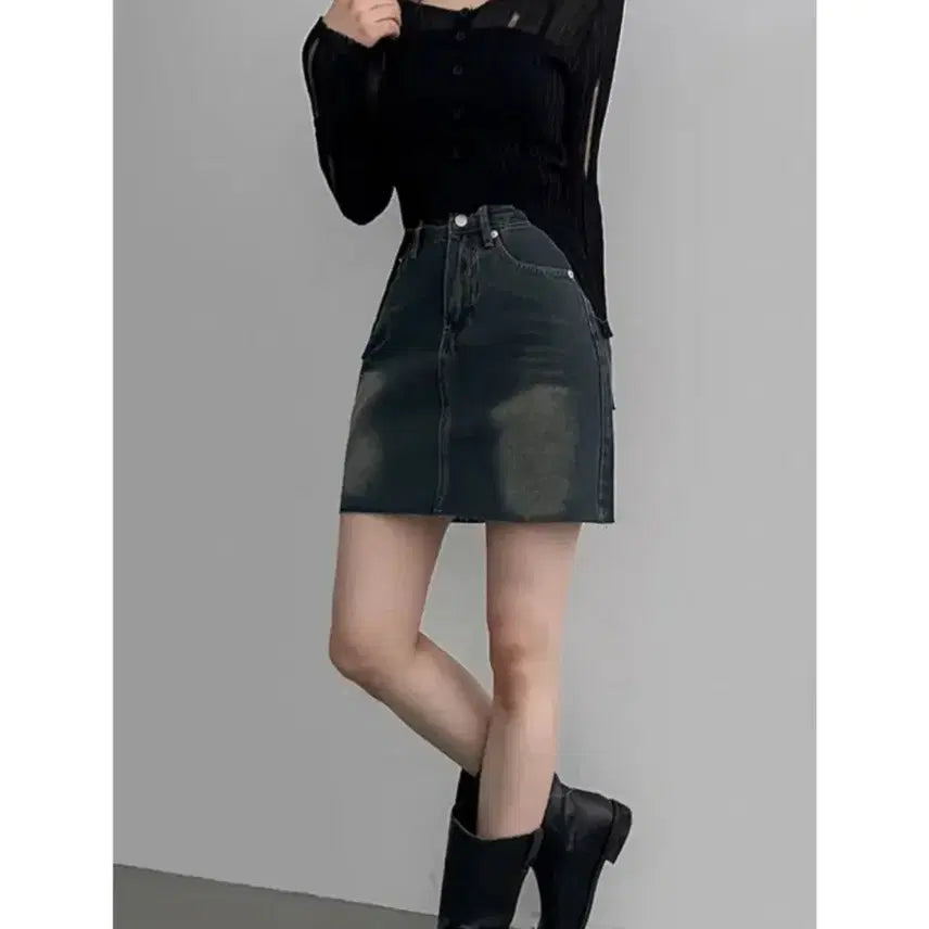 [BUNJANG] Denim H-Line Skirt (M Size) / 흑청색 H라인 데님 스커트 청치마 (M 사이즈)