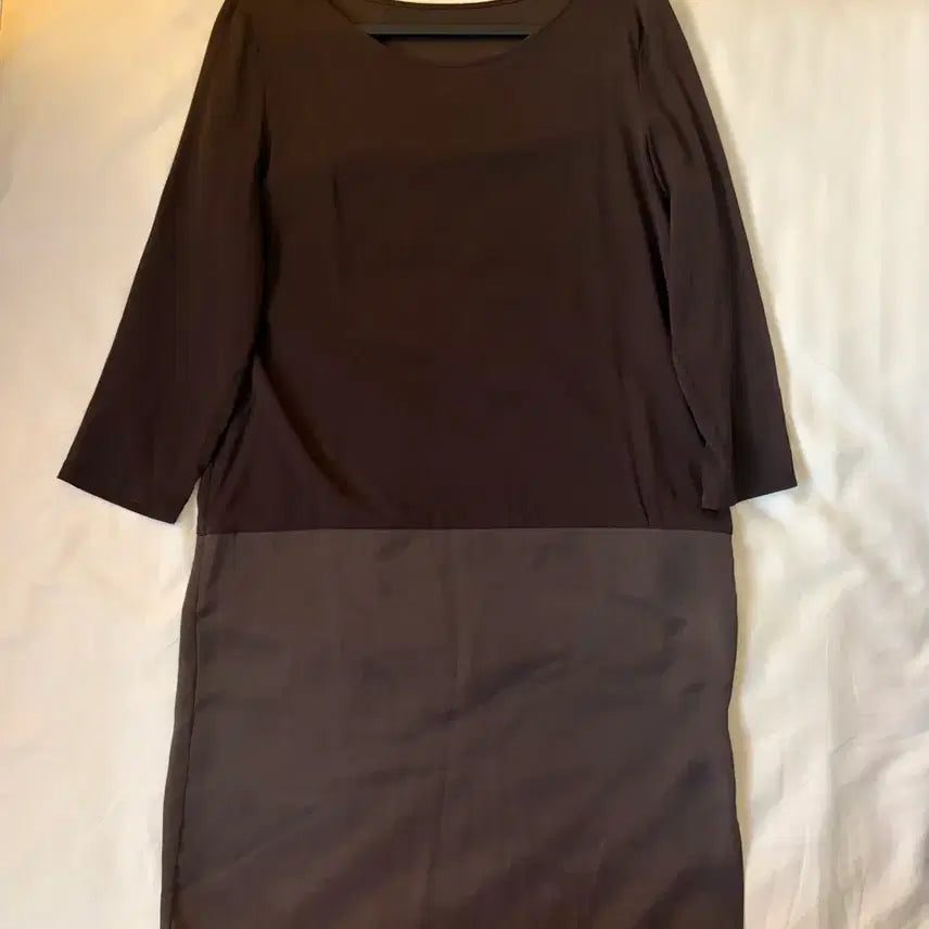 [BUNJANG] Sheer Silk Contrast Dress / 시스루 실크 배색 원피스