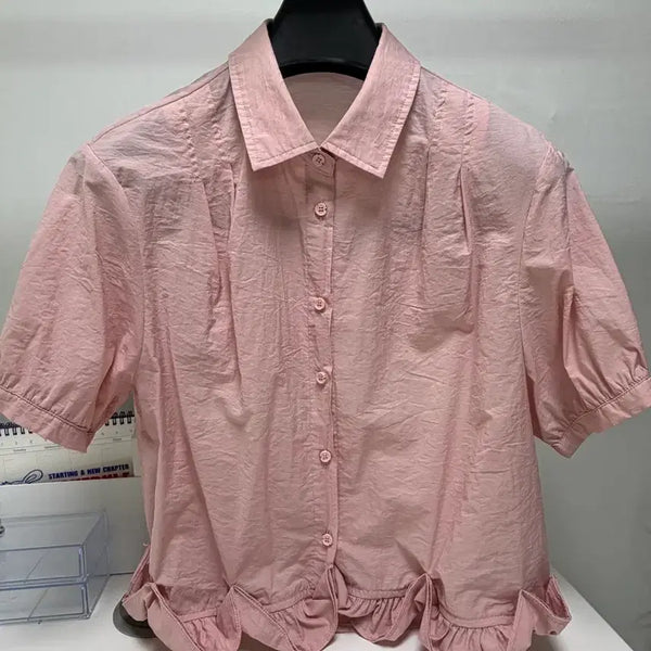 [BUNJANG] Lovely Pink Blouse Size 66 / 러블리 핑크 블라우스 66