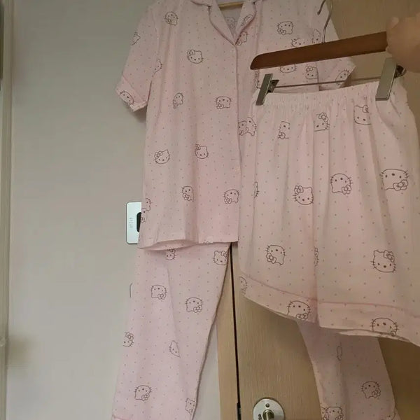 [BUNJANG] Hello Kitty Pajama Set Pink / 헬로키티 잠옷 세트 핑크 캡있음