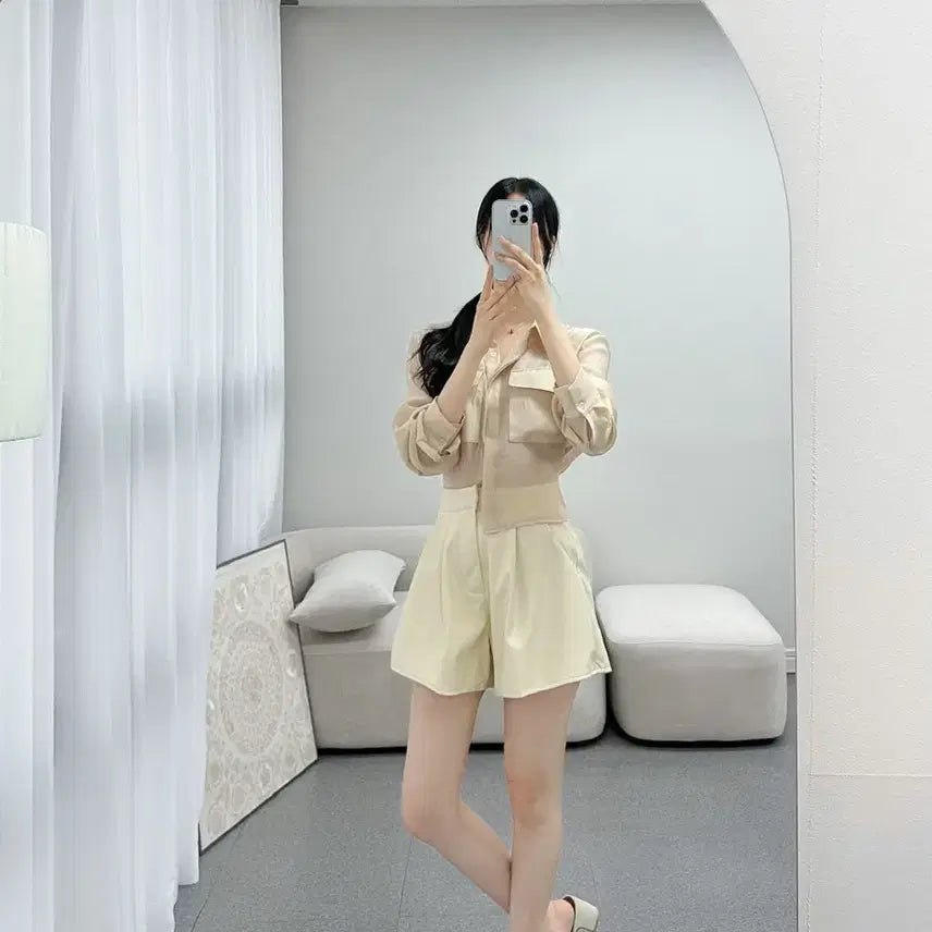 [BUNJANG] Sheer Pocket Crop Shirt Blouse / [새상품,고퀄]시스루 포켓 크롭 셔츠 블라우스 수입의류