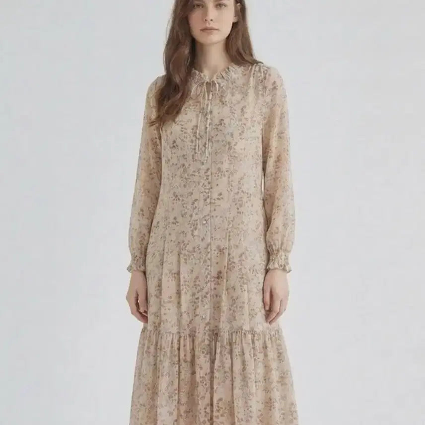 [BUNJANG] Navy Beige Frill Dress Set / 롱 프릴 원피스