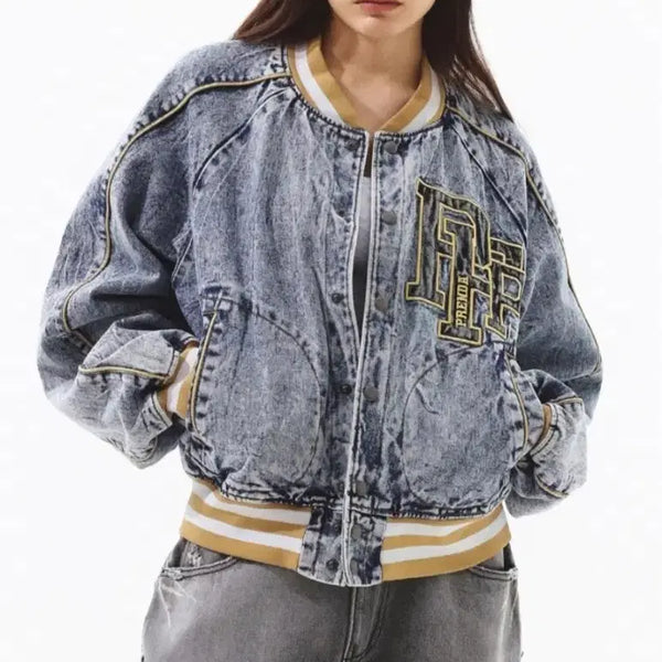 [BUNJANG] Prenda Denim Varsity Jacket / prenda denim vasity 프렌다 바시티