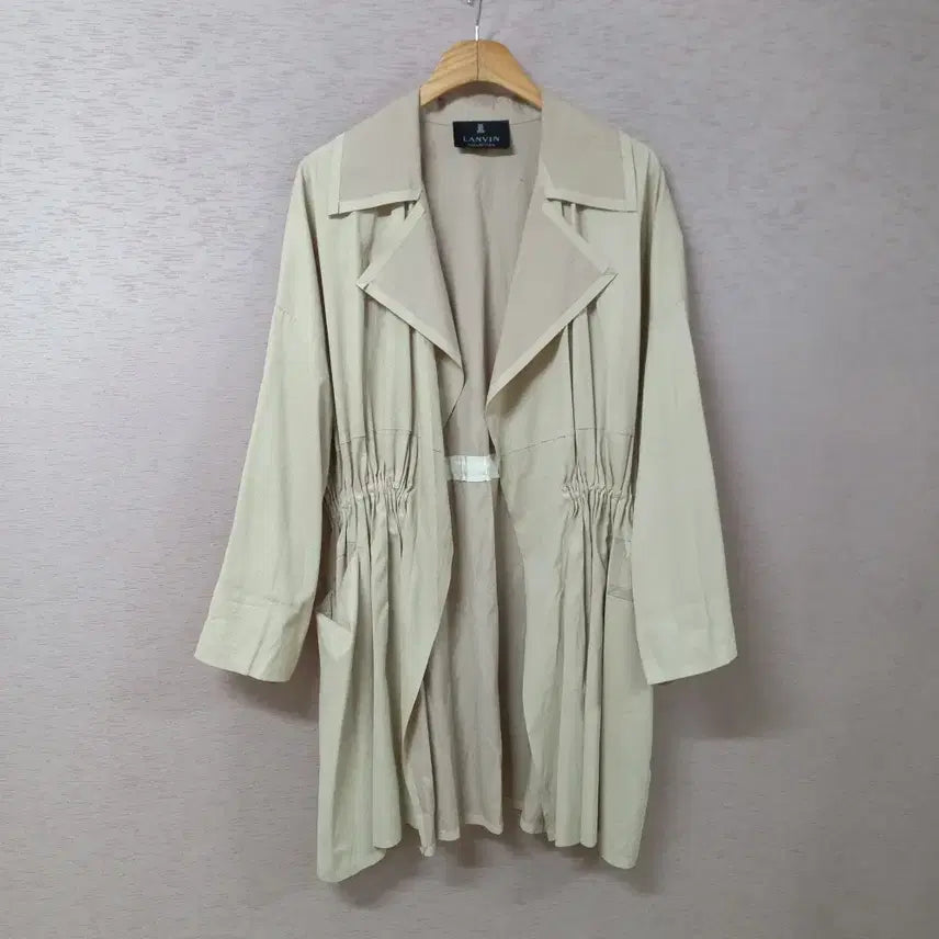 [BUNJANG] LANVIN Collection Beige Long Jacket / B9-3/랑방컬렉션 허리끈조절 베이지 롱자켓 봄가을 여성