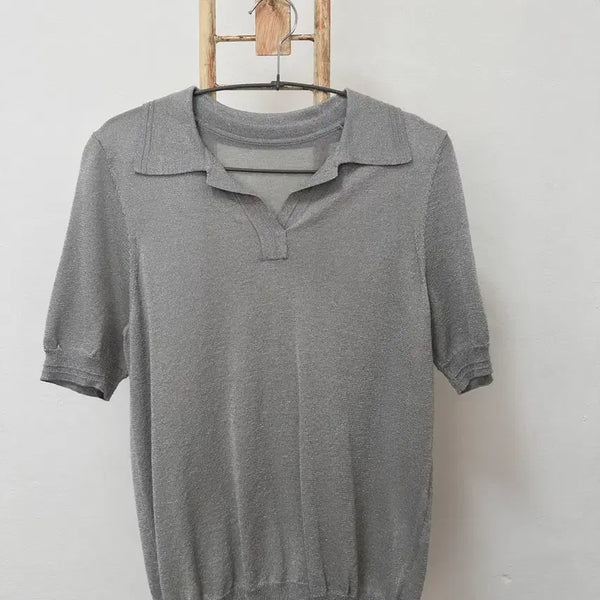 [BUNJANG] Silver Pearl Knit Sweater / 그레이 실버 펄 니트