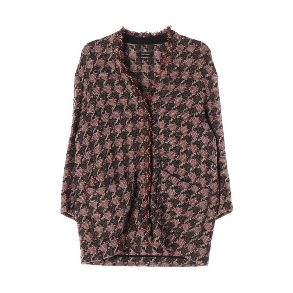 [BUNJANG] Isabel Marant Houndstooth Tweed Long Jacket / 이자벨마랑 울 실크 카라리스 하운드투스 트위드 롱 재킷