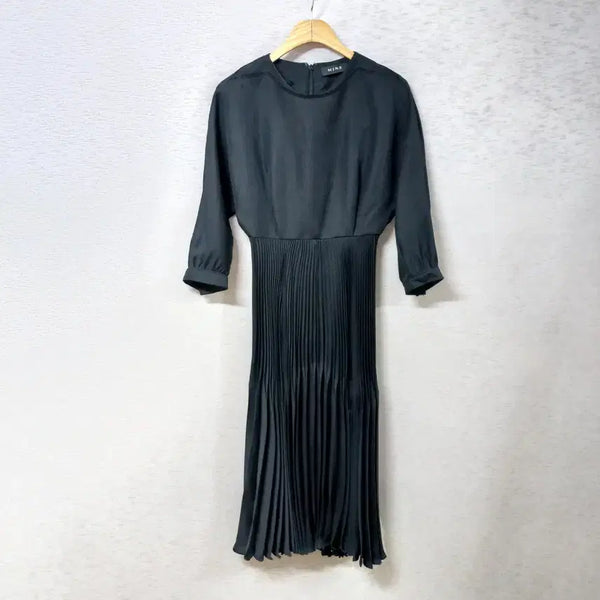 [BUNJANG] DandyHara Black Pleated Long Dress (Spring/Fall) / B9-3/마인 블랙 플리츠 롱원피스 봄가을 여성
