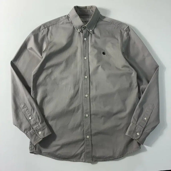 [BUNJANG] Carhartt Embroidered Cotton Grey Solid Shirt / Carhartt  칼하트 자수 코튼 그레이 솔리드 셔츠
