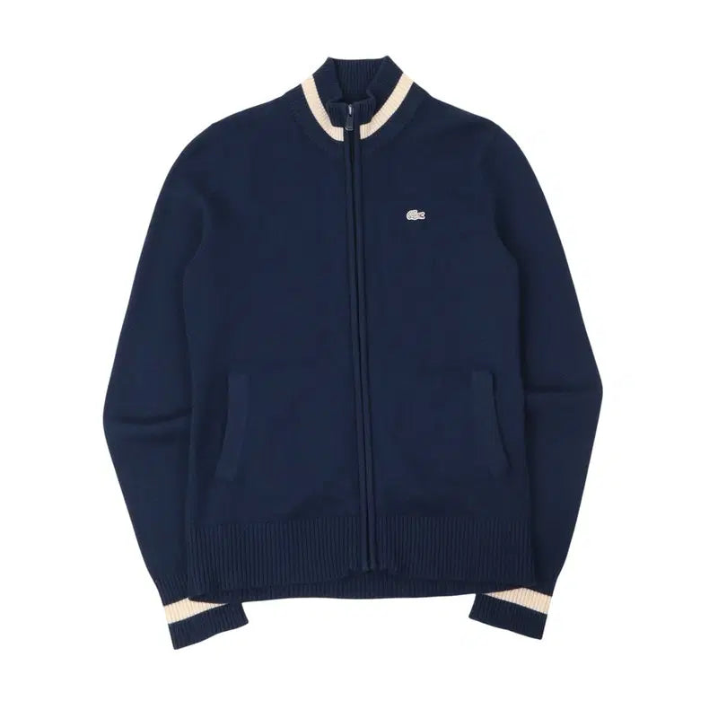 [BUNJANG] Lacoste Navy Wool Knit Zip-Up Cardigan / 라코스테 네이비 울 니트 집업 가디건