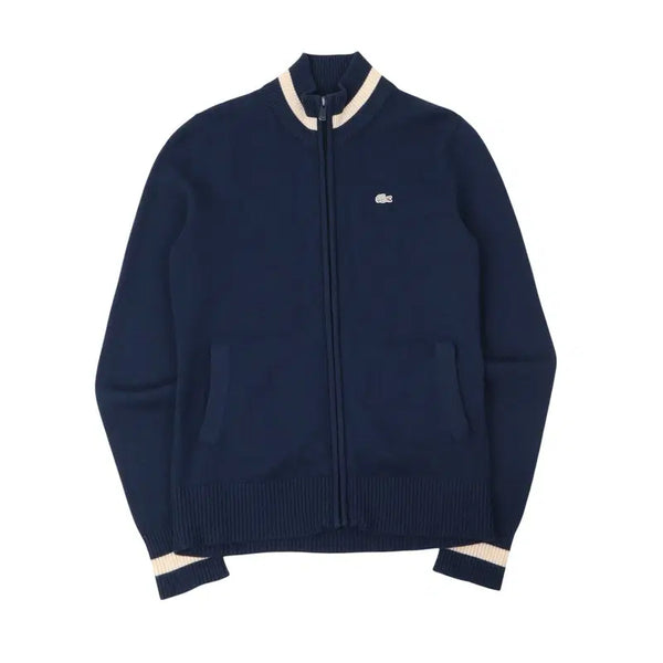 [BUNJANG] Lacoste Navy Wool Knit Zip-Up Cardigan / 라코스테 네이비 울 니트 집업 가디건