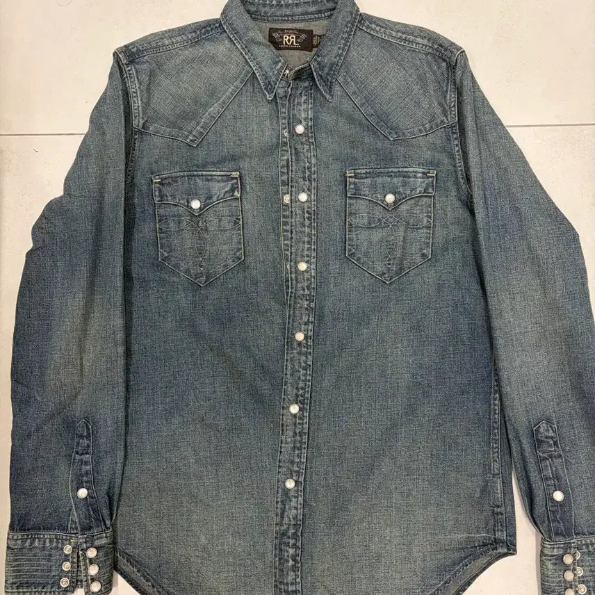 [BUNJANG] RRL Western Shirt Medium Wash M / RRL 웨스턴 셔츠 중청 M사이즈