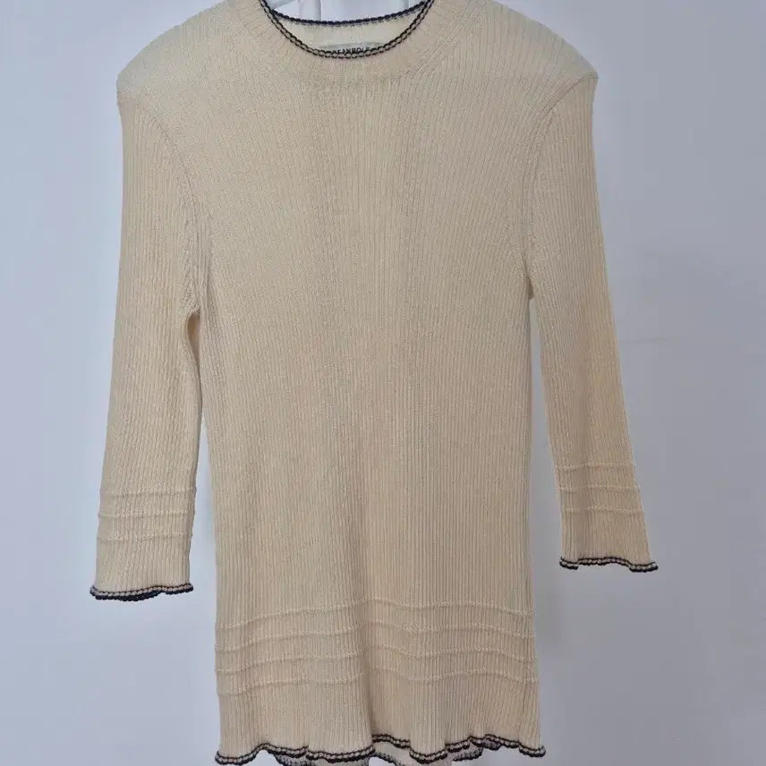 [BUNJANG] Beanpole 100% Wool Knit Cream/Navy / 빈폴 모100 니트 크림색/90