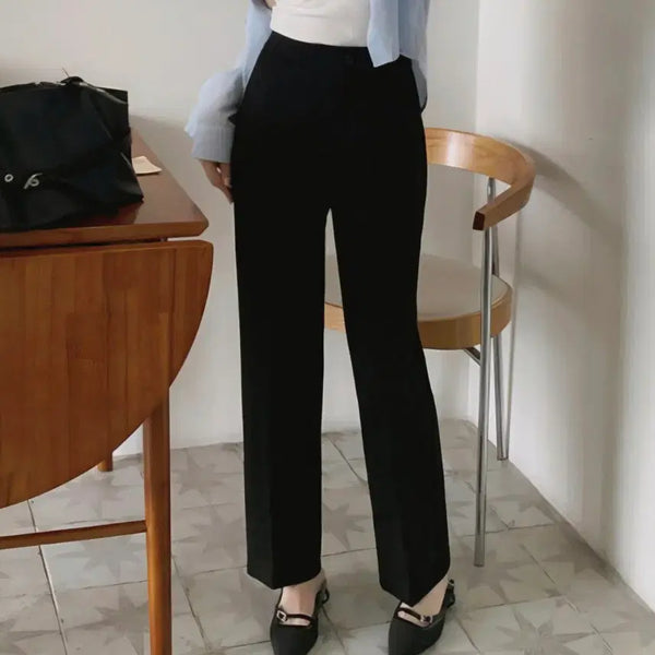 [BUNJANG] Spandex Straight Leg Slacks - Black, Size L / 롱 일자 스판 슬랙스 L