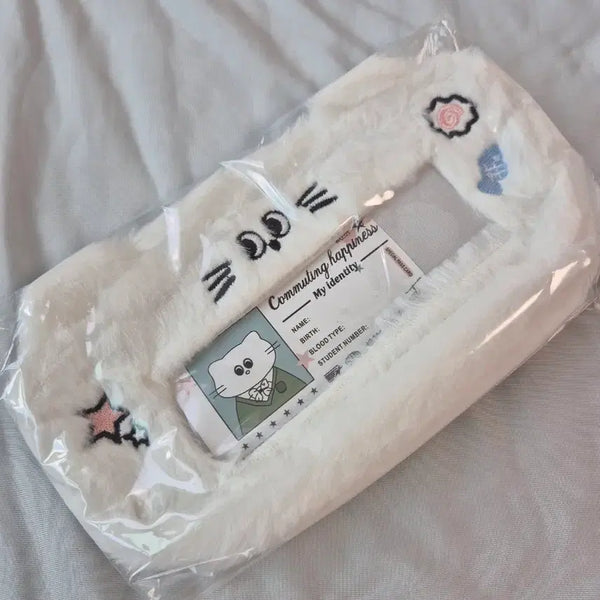 [BUNJANG] White Cat Plush Pencil Case Pouch / 고양이 필통 파우치