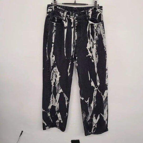 [BUNJANG] 27 inch Patterned Washed Denim Pants / [27 inch] 패턴 워싱 데님 팬츠 청바지