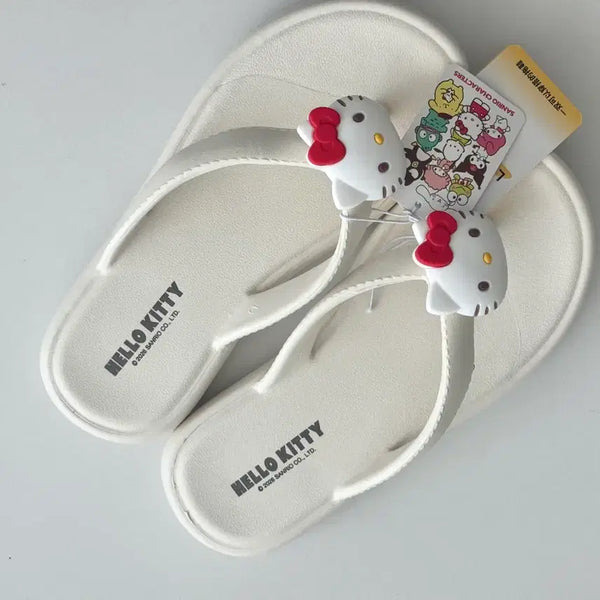 [BUNJANG] Hello Kitty White Flip-Flops Size 245 (New) / 헬로키티 장식 화이트 쪼리 245 (새상품)