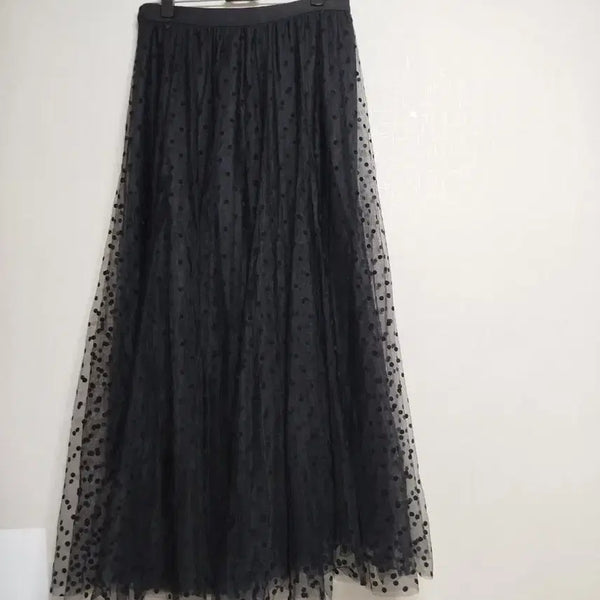 [BUNJANG] Dot Long Mesh Skirt / 도트 롱 망사 스커트
