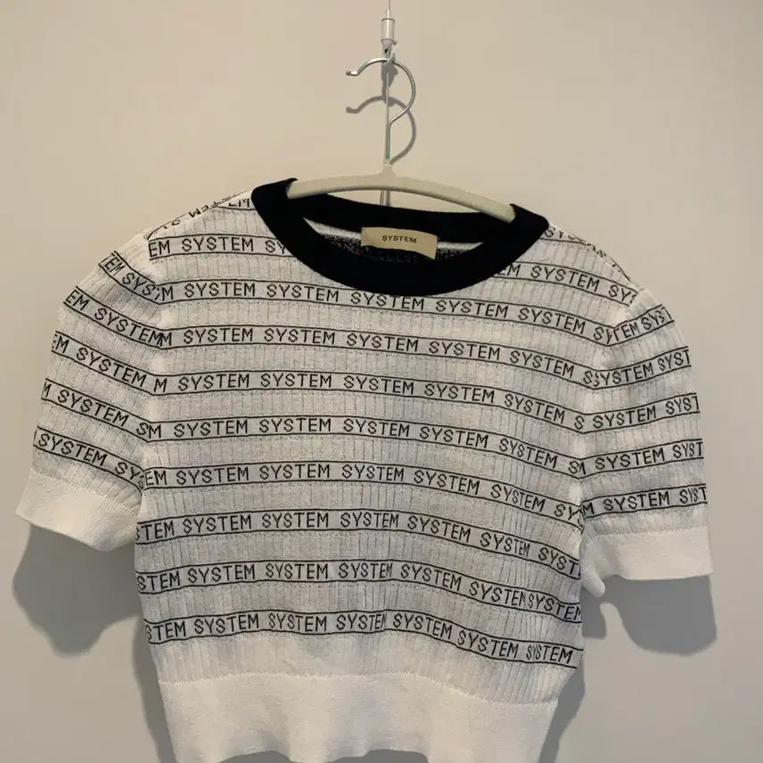[BUNJANG] System Cropped Short Sleeve Knit Size 90 / 시스템 크롭 반팔 니트 90