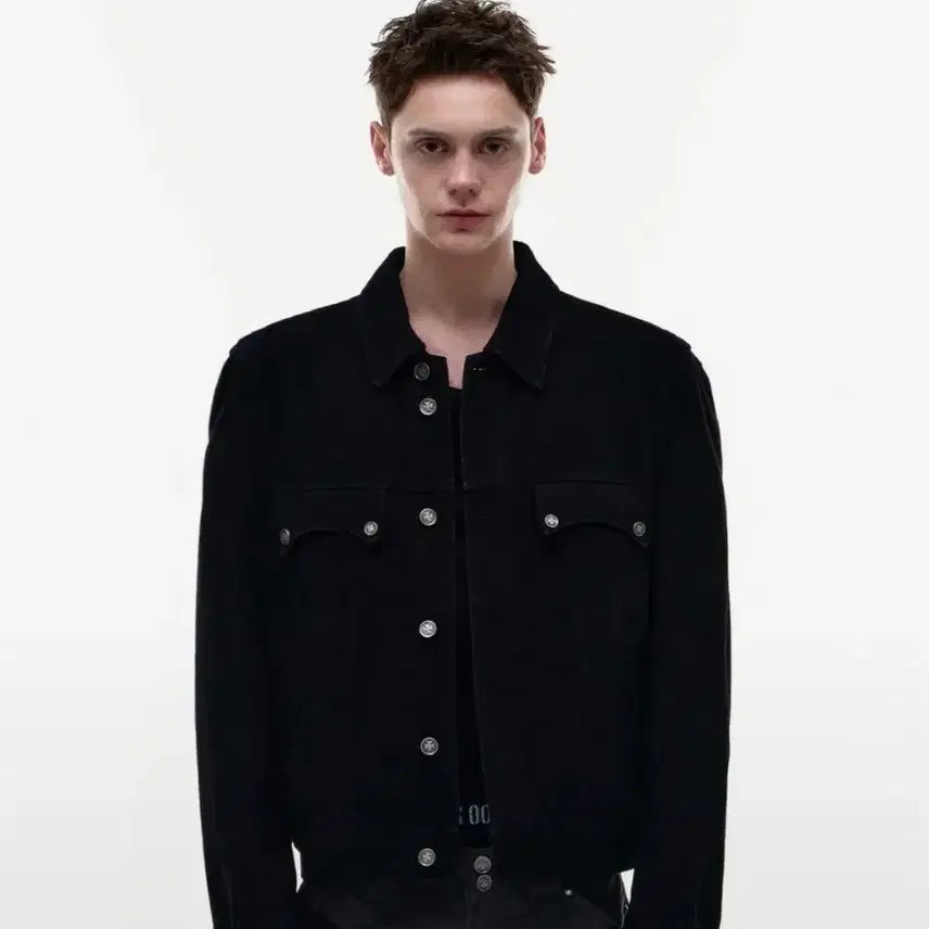 [BUNJANG] Opus0012 Black Denim Trucker Jacket (M) / 오퍼스0012  블랙 데님 트러커 자켓 M