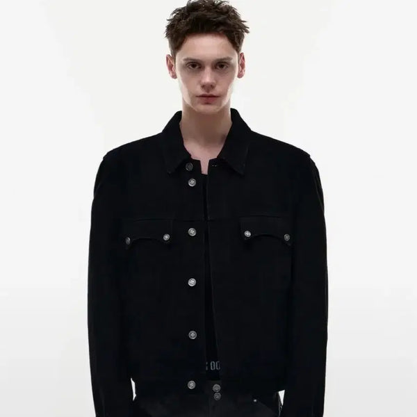 [BUNJANG] Opus0012 Black Denim Trucker Jacket (M) / 오퍼스0012  블랙 데님 트러커 자켓 M
