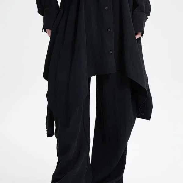 [BUNJANG] Treemingbird Shirt-Layered Pants Black / 트리밍버드 셔츠 레이어드 팬츠 블랙