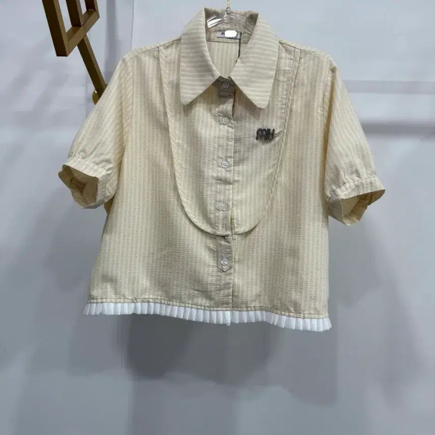 [BUNJANG] Striped Short Sleeve Blouse / 스트라이프 반팔