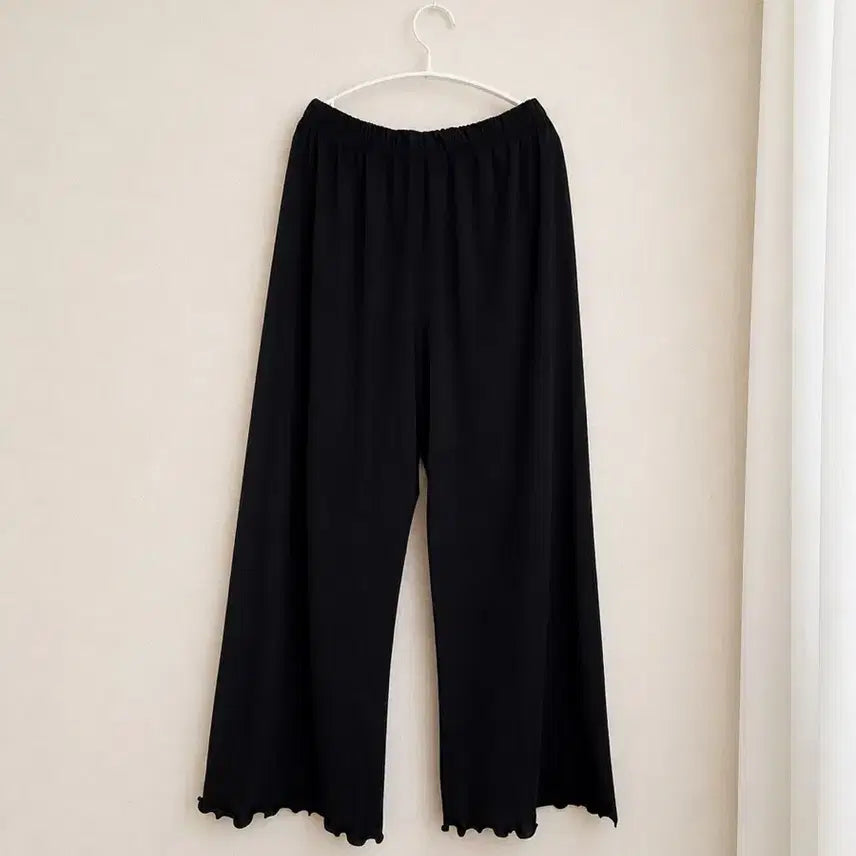 [BUNJANG] Women's Black Flowy Wide-Leg Pants (Plus Size) / (새상품)여성 블랙 찰랑 빅사이즈 와이드팬츠