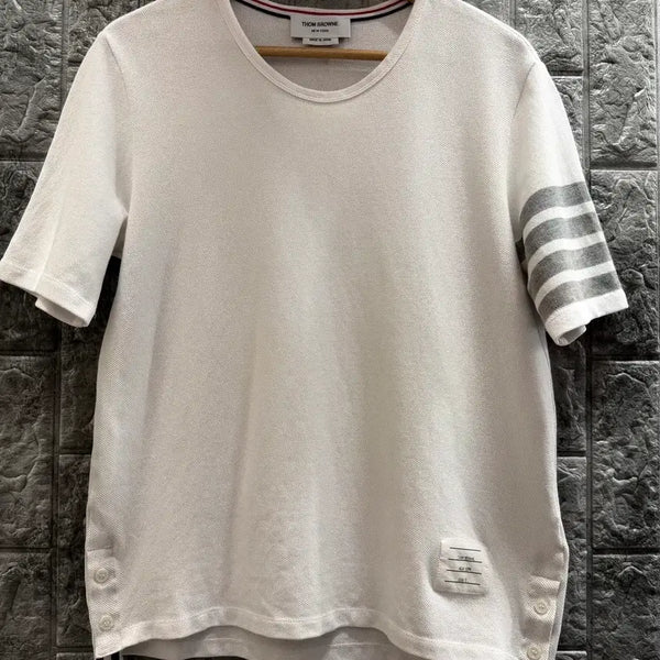 [BUNJANG] Thom Browne Signature Tricolor Detail Short Sleeve T-Shirt White / 초특가!! <정품>톰브라운 반팔 티셔츠 화이트