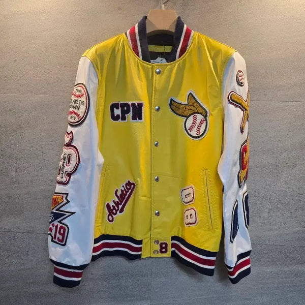 [BUNJANG] Real Leather Varsity Jacket / 천연. 리얼 래더. 바시티 자켓. 미착.