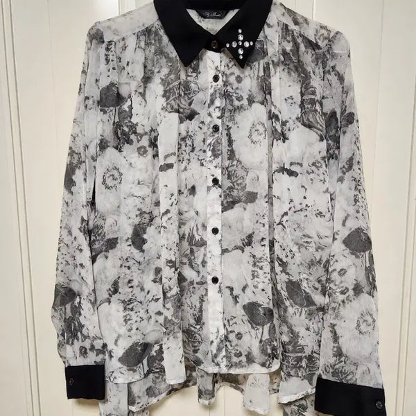[BUNJANG] Asymmetrical Chiffon Blouse / 언발 쉬폰 블라우스