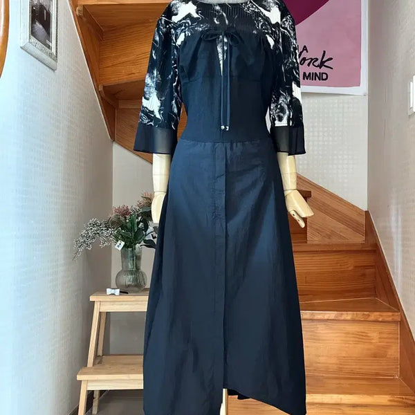 [BUNJANG] Shirring Freesize Long Dress / 셔링 프리사이즈 롱
