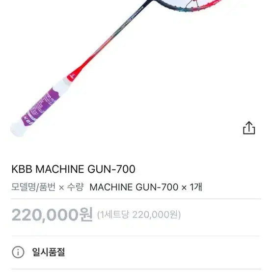[BUNJANG] KBB Badminton Racket MACHINE GUN-700 / KBB 배드민턴 라켓 MACHINE GUN-700