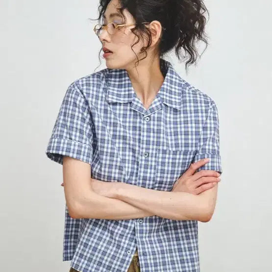 [BUNJANG] Please Project Half Sleeve Check Shirt Blue / 플리즈 프로젝트 반팔 체크 셔츠 블루