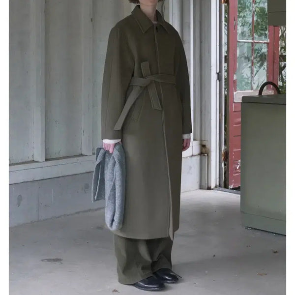 [BUNJANG] FOSER Herringbone Wool Belted Coat (Brown) / 포저 헤링본 울 벨티드 코트(브라운)